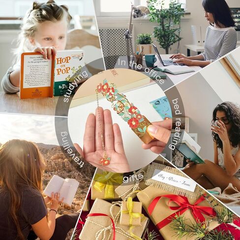 Snycler Floral Hollow Metal Starks ، حزمة من 4pcs ، الإشارات المرجعية للقراءة ، مقاطع الكتب ، المشابك الكتب ، رائعة وجميلة مناسبة مثل الهدايا (Flower-2 in Kuwait