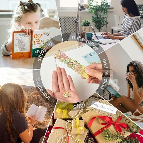 Snycler Floral Hollow Metal Bookmarks, Pack of 4PCS, Reading Bookmarks, Book Clips, Book Clasps, Exquisite and Beautiful Suitable as Gifts(Flower-2 in Kuwait