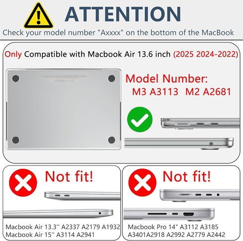 AKIT Compatible with MacBook Air 13 Inch Case Glitter 2025 2024-2022 M3 A3113 M2 A2681, Unique Shiny Hard Shell Laptop Case + Screen Protector + Keyboard Cover for Mac Air 13.6 Inch, Sparkly Hot Pink in Kuwait