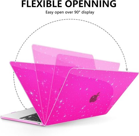 AKIT Compatible with MacBook Air 13 Inch Case Glitter 2025 2024-2022 M3 A3113 M2 A2681, Unique Shiny Hard Shell Laptop Case + Screen Protector + Keyboard Cover for Mac Air 13.6 Inch, Sparkly Hot Pink in Kuwait