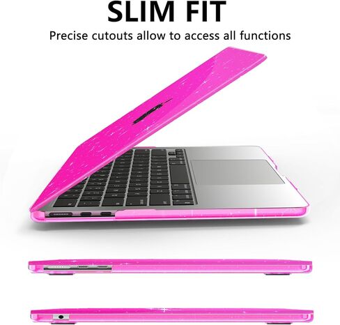 AKIT Compatible with MacBook Air 13 Inch Case Glitter 2025 2024-2022 M3 A3113 M2 A2681, Unique Shiny Hard Shell Laptop Case + Screen Protector + Keyboard Cover for Mac Air 13.6 Inch, Sparkly Hot Pink in Kuwait