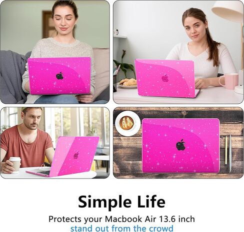 AKIT Compatible with MacBook Air 13 Inch Case Glitter 2025 2024-2022 M3 A3113 M2 A2681, Unique Shiny Hard Shell Laptop Case + Screen Protector + Keyboard Cover for Mac Air 13.6 Inch, Sparkly Hot Pink in Kuwait