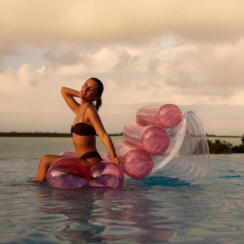 FUNBOY Clear Pink Glitter Leisure Water Chair Tube Pool Float Large Perfect for Summer Pool Parties in Saudi Arabia