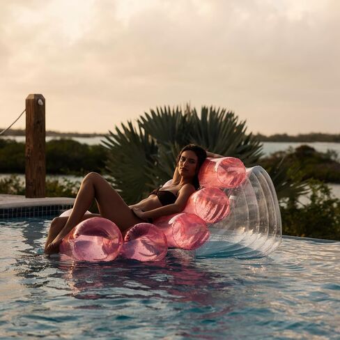 FUNBOY Clear Pink Glitter Leisure Water Chair Tube Pool Float Large Perfect for Summer Pool Parties in Saudi Arabia