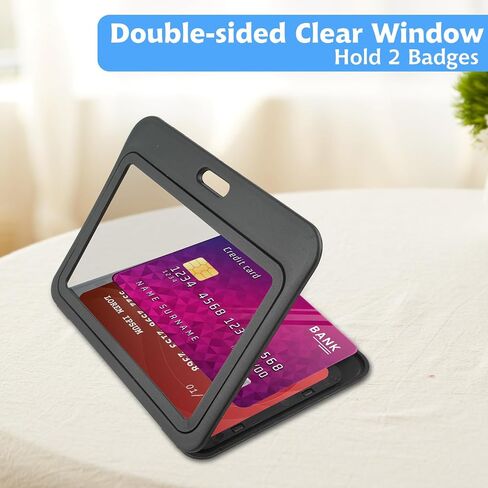 6pcs Double Sided Badge Holder,ID Badge Holder Horizontal,Horizontal Badge Holder with Double-Sided Clear Window for Office School ID Credit Cards Proximity Key Cards Driver’s Licenses Passes in Saudi Arabia