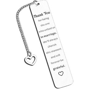 Wedding Officiant Gift Bookmark - Stainless Steel, Silver, 5.11 x 1.02 Inches, 1 Piece