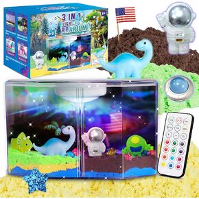 Carolart 3 in 1 Light Up Dinosaur Terrarium Kit,Space, Christmas kit,LED Night Light Up & Remote Boy Birthday Gifts Arts & Crafts Toy for Boys