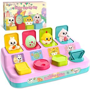 Easter Pop Up Toys for Toddlers, Toddler Toys for Easter Bakset Stuffers, Early Educational Toys, Interactive Pop Up Easter Toys, Easter Toddler Toys for Boys and Girls Age 18+ Months