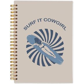 Lucky Me Western Notebook Journal, Retro Blue Preppy Aesthetic Notebook Journal, Coastal Cowgirl Gifts, Western Office Supplies, Spiral Notebook 5.5x8.3 Inches