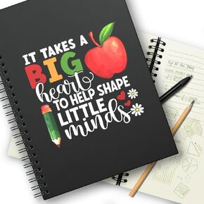 It Takes A Big Heart，Funny Teacher Hardcover Spiral Notebooks With 160 Pages，blankbook，Gift For Teacher, Childminder and Teaching Assistant，Thank You Gifts for Teacher,Teacher Office Supplies