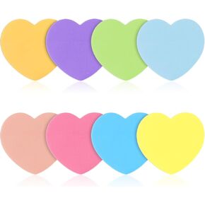 Heart Shape Sticky Notes 8 Colors 3x3 in Heart Sticky Notes Super Cute Bright Color Strong Adhesive Post Clean Removal Cute Memo Pads Colorful Self-Sticky Note Pads (8pcs)
