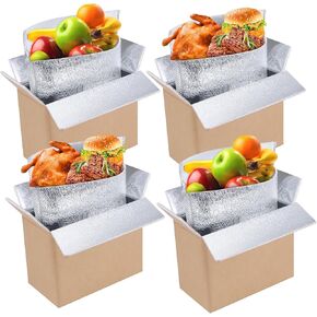 4 صناديق شحن معزولة مع بطانة رقائق الألومنيوم ، صناديق شحن Styrofoam مبرد ، مربع معزول للشحن تسليم التعبئة البريدية 8 "x4" x6 "