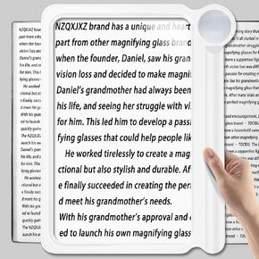 30X 6X Magnifying Glass for Reading, Handheld Magnifier Sheet Provide Full Book Page Viewing Area Large and Lightweight Magnifier for Reading Small Prints and Low Vision White