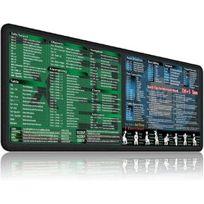 secret corner excel&Word Cheat Sheet Mousepad,XXL 35.4"x15.7" Office Desk Accessories Desk mat, Computer Desk Mouse pad,Extra Large Office Keyboard Shortcuts Mouse Pad,PC Gaming Non-Slip Desk pad