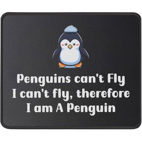 Funny Penguin Computer Mouse Pad - I Can't Fly Mouse Mat Gaming 9.5 x 7.8 Inch - Cute Animal Lovers Gift for Mom Dad - Gifts for Birthday, Christmas