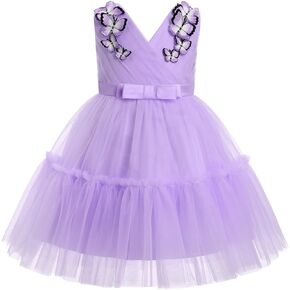 ODASDO Flower Girl Dresses Baby Kids V-Neck Sleeveless Tulle Tutu Princess Special Occasion Party Ball Gown Summer Spring