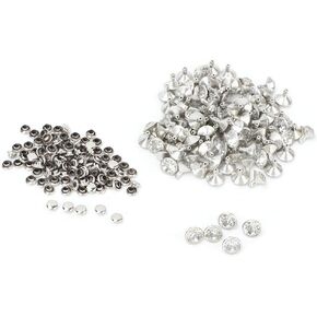 HEEPDD 100 Pcs 10mm Crystal Rivets DIY Fashion Rhinestone Nailhead Studs for DIY Leather Craft(Silver White Crystal)