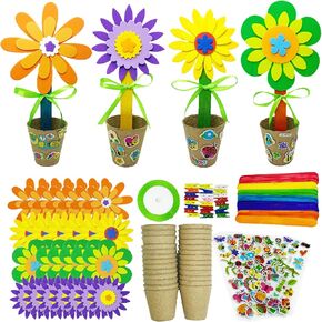 HejVulkan 26 Packs Flower Crafts Kit - Make Your Own Foam Flower Pot Craft Kit, Spring Crafts and Mother’s Day Crafts, Picture Holder Craft Kit, Fun Spring Activities