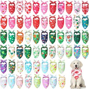 Kigeli Holiday Dog Bandanas, 60 Pieces, Polyester, for Small Medium Dogs, Valentines, St. Patricks, Easter, Decorative Accessories in Kuwait