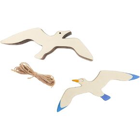 15 حزمة 6 بوصة الخشب Seagull Flying Clutouts غير مكتمل Seagull Flying Flying Crafts Wooden Seagull Flying Hanging Olkings Diy Seagull Flying Hights Tags for Home Party Decoration