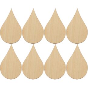 Amosfun 20pcs Unfinished Wood Water Drop Shapes Crafts Blank Ornaments Embellishments Slices for DIY Home Decorations Birthday Decoration