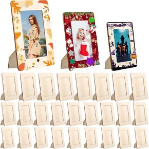 Gerrii 30 Pack Wooden Picture Frames for Multiple Sizes Photos, 4 x 6 and 5 x 7 and 6 x 8 Inch for DIY Wood Photo Frames, Unfinished Standing Picture Frame Decorate for Halloween Christmas