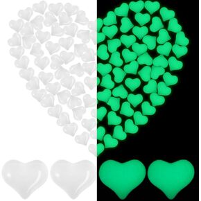100 Pcs Valentine‘s Day Glow in The Dark Heart Shaped Gems Mini Resin Luminous Heart Shaped Beads for Valentine‘s Day Table Scatter Wedding Party Favor Vase Filler(Pink)