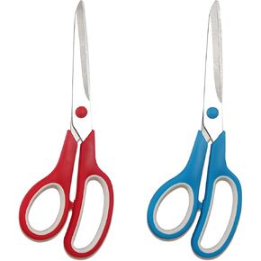 Scissors, Multipurpose Scissors Set 2-Pack, Ultra Sharp Heavy-Duty Shears Comfortable Grip Scissors for Office Desk Accessories, Sewing, Fabric, Home Crafts, School Supplies, Ambidextrous