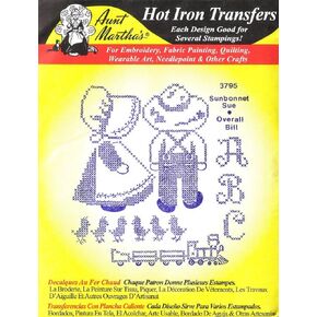 Sunbonnet Sue & Overall Bill Aunt Martha's Hot Iron Cross Stitch Embroidery Transfer