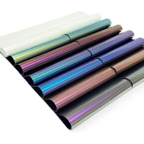 Chameleon HTV Heat Transfer Vinyl Bundle 14 Packs 12"x10" Iron On Vinyl for T-Shirt 7 Assorted Chameleon Gradient Change Color PU HTV Sheet for Cricut, Silhouette Cameo