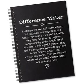 Difference Maker 160 Blank Pages Spiral Notebook, Leaving Retirement Gifts for Manager, Thank You Gifts for Teacher Social Worker School Counselors, Appreciation Gifts for Boss Mentor Leader