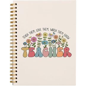 Groovy Floral Teacher Notebook, Teacher Gifts for Women, Teacher Appreciation Gifts, Thank You Teacher Gifts, Teacher Desk Supplies, Teach Them Love Them Spiral Notebook 5.5x8.3 Inch