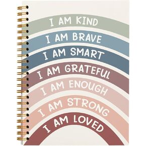 hold fizz I Am Kind Smart Loved Rainbow Notebook Journal, Inspirational Gifts Journal for Women Teen Girls, Positivity Daily Affirmations Journal for Women, Hardcover Spiral Notebook 5.5x8.3