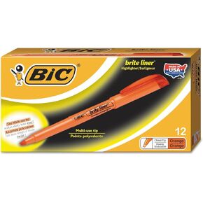 BIC Brite Liner Highlighter Chisel Tip Orange DOZEN (BL11-OE)