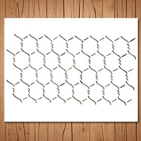 Chicken Wire Stencil | Reusable Chain Link Fence Chicken Wire Hexagon Stencils for Painting on Wood, Glass, Wall, Rock, Fabric, Walls, Canvas, Glassware | Hexagon Stencil Template (8.5"x 11")