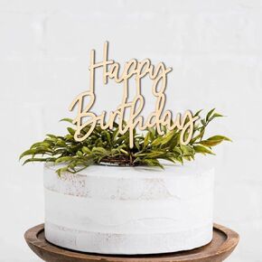 عيد ميلاد سعيد الكعكة الخشبية توبيبر - كعكة عيد ميلاد سعيد ديكور الرايات ، لوازم زخرفة حفلة عيد ميلاد ، الدعائم الصور (توبيخ الولادة)