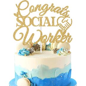 تهانينا كعكة الأخصائي الاجتماعي توبر ، تهانينا MSW ، تهانينا Grad/Master of Social Work Cake Decor