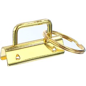 CleverDelights 1.5" Key Fob Hardware Set with Key Rings - 50 Sets - Gold Color - 1 1/2 Inch Lanyards Key Chains