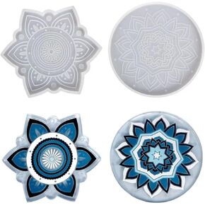 2 Pack Coaster Molds for Resin Casting Epoxy Mold Mandala Pattern Coaster Resin Molds Silicone Great for Making Coasters, DIY Resin Artwork,Home Decor