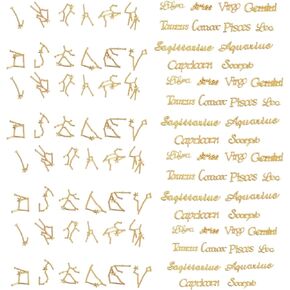 HomeSoGood 96pcs Zodiac Sign Resin Fillers, 12 Constellation Word Charm Pendant, 2 Style Alloy Epoxy Resin Supplies Filling Accessories for Jewelry Making Resin Mould Nail