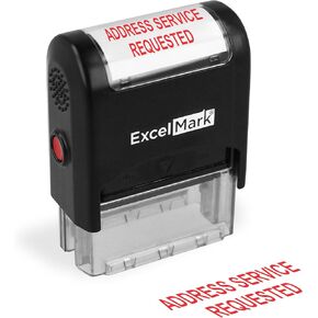 ExcelMark Address Service Requested Self Inking Rubber Stamp - Red Ink (42A1539WEB-R)