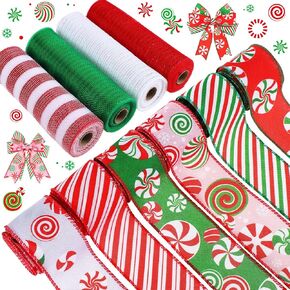10 Pcs Juneteenth Ribbon Including 4 Rolls Mesh Ribbon 6 Rolls Juneteenth Freedom Day Wired Edge Wreath Metallic Wreath Wrapping Crafts for Holiday Party Home Decorative DIY Craft