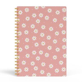 EKGJW 155 Floral Notebook Journal, Pink Notebook Journal, Preppy Notebook Journal, Girly Notebook, Kawaii Notebook, Cute Notebooks for Girls, Pink School Supplies, Pink Spiral Notebook 5.5x8.3 Inch