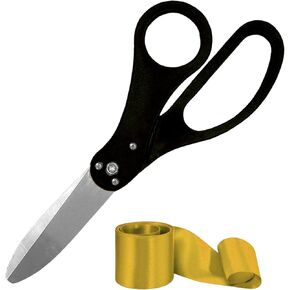 Big Grand Opening Party Supplies - Black Giant 20 Inch Scissors for Ribbon Cutting and Red Satin Ribbon for Special Events Business Openings and Inaugurations