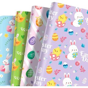 JOINFANXIN 12 Sheets Easter Wrapping Paper, Spring Bunny Egg Flower Gift Wrapping Paper, Double Sided Craft Packing Paper for Holiday Party Decorations, DIY Crafts (50 x 68 inches) in Kuwait