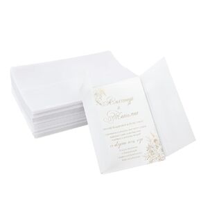 TIGYGY 60 Pack Vellum Paper, Pre-Folded Vellum Jackets for 5x7 Invitations, Translucent Vellum Wedding Invitations Jackets, Vellum Paper for Wedding Jacket, Baby Shower, Birthday Invitation
