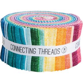Connecting Threads Blender Collection Precut Cotton Quilting Fabric Bundle 2.5" Strips (Quartz Metallic Tonals)