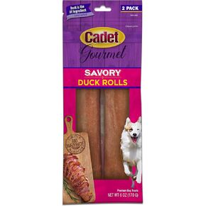Cadet Gourmet Savory Duck Rolls Dog Treats - Healthy & Natural Duck Dog Treats for Small & Large Dogs - Rawhide Alternative - Inspected & Tested in USA, 7 In. (2 Count)
