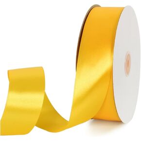 Solid Color Gold Double Faced Satin Ribbon 1-1/2" X 100 Yards，Ribbon Solid Fabric Ribbon for Wedding and Party Decoration,Gift Wrapping, Sewing, Crafts