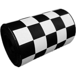 Black Grosgrain Ribbon White Prickered مطبوعة ، 3 بوصات 5 ياردة